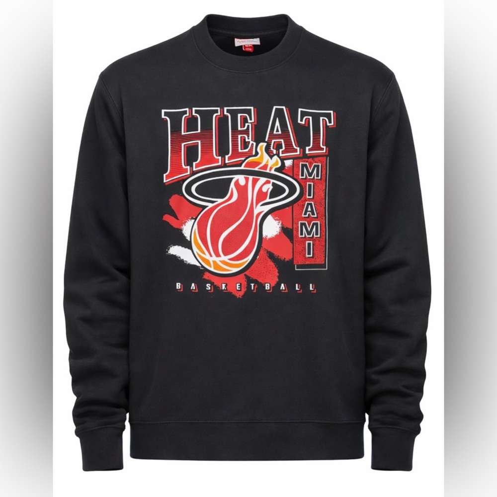 MIAMI HEAT 🔥 NBA Crewneck Sweatshirt NWT Size 2XL Mitchell & Ness Hardwood